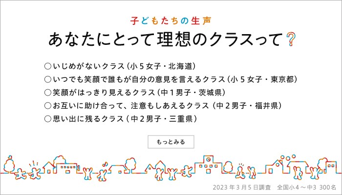 こども1週間しあわせ調査から、子どもたちの生声をご紹介します。