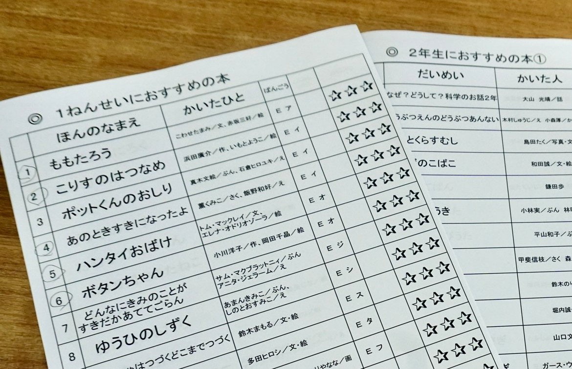学年ごとのおすすめの本リスト